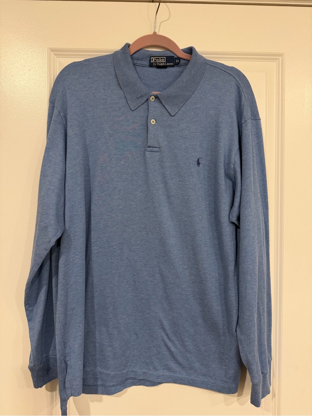 Polo by Ralph Lauren Men's Long Sleeve Polo - Heathered Sky Blue